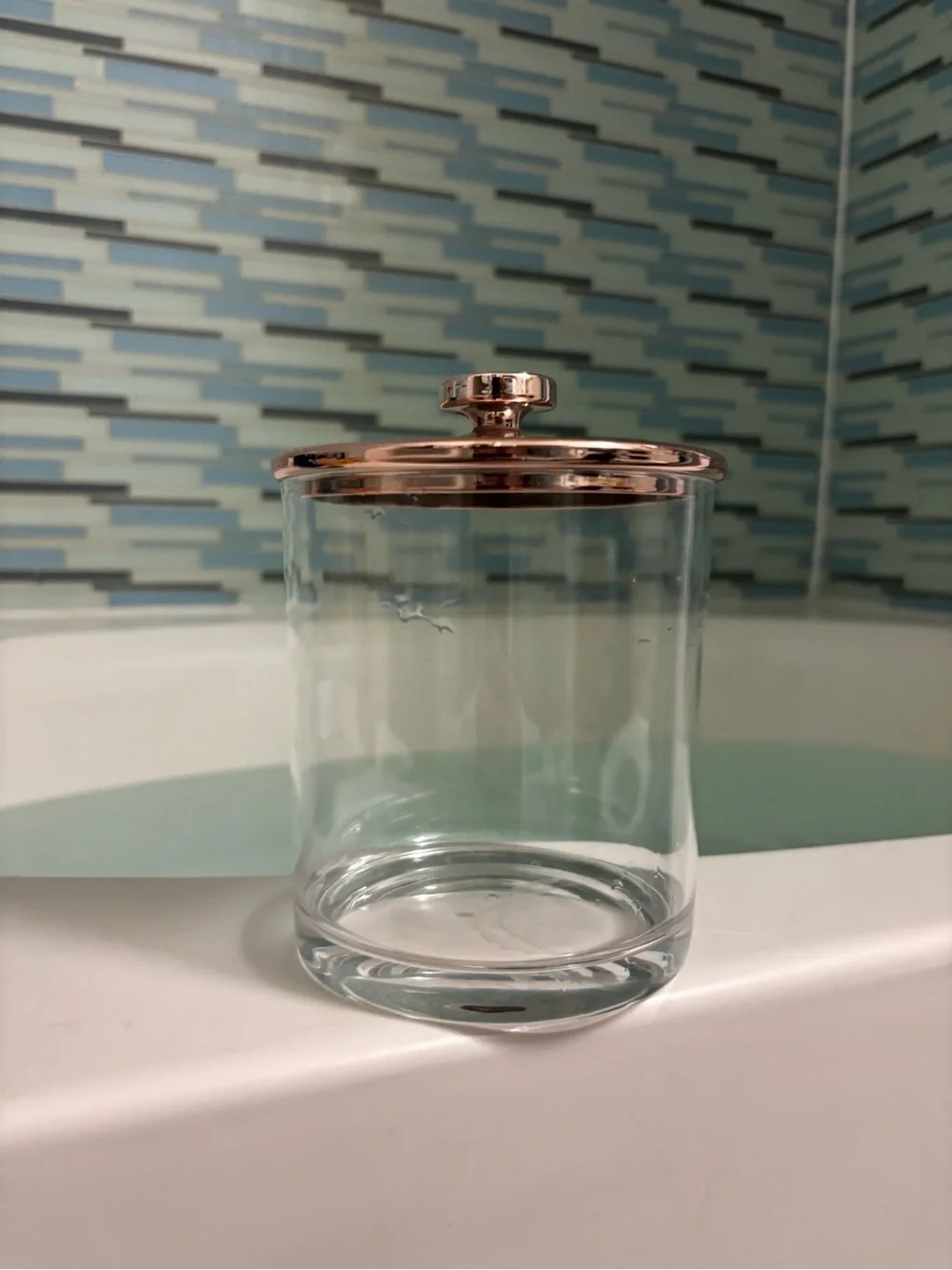 3 Acrylic Bathroom Canister with Rose Gold Lid